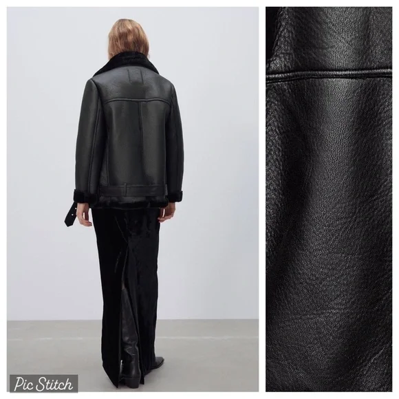 NWOT. Zara Black Double-Faced Jacket. Size S.